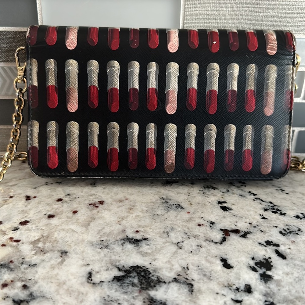 Prada Black Saffiano Leather Lipstick Mini Cross Body Handbag 1DH044 - Picture 2 of 2